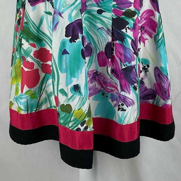 Peter Nygard White Teal Floral 100% Silk Cottage Vintage Skirt NWOT Size 10 - Picture 6 of 11